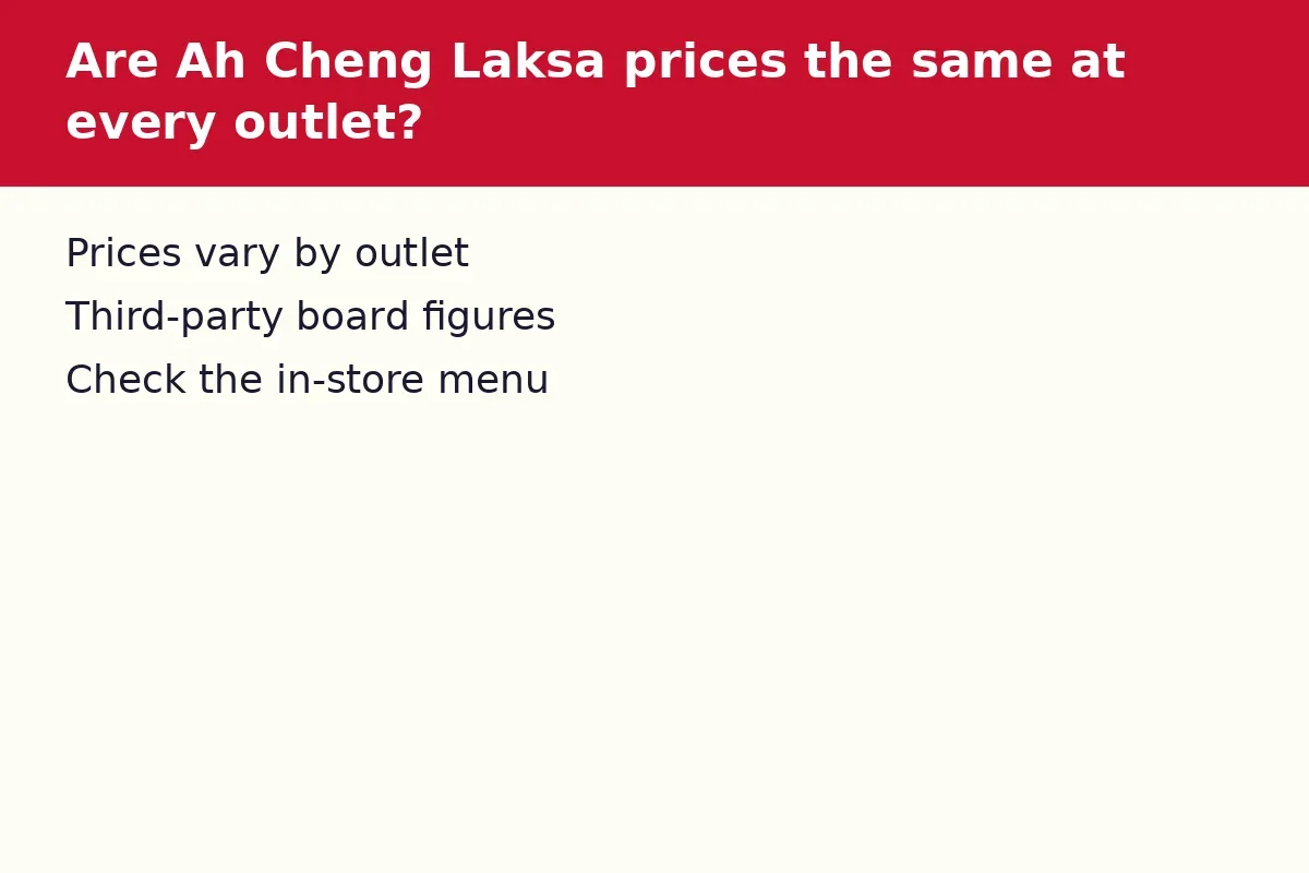 Are Ah Cheng Laksa prices the same at every outlet?