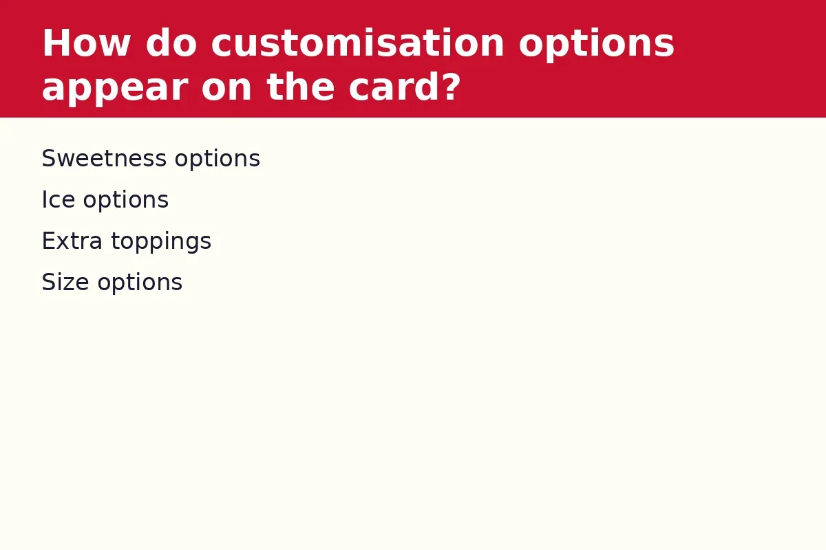 How do customisation options appear on the card?