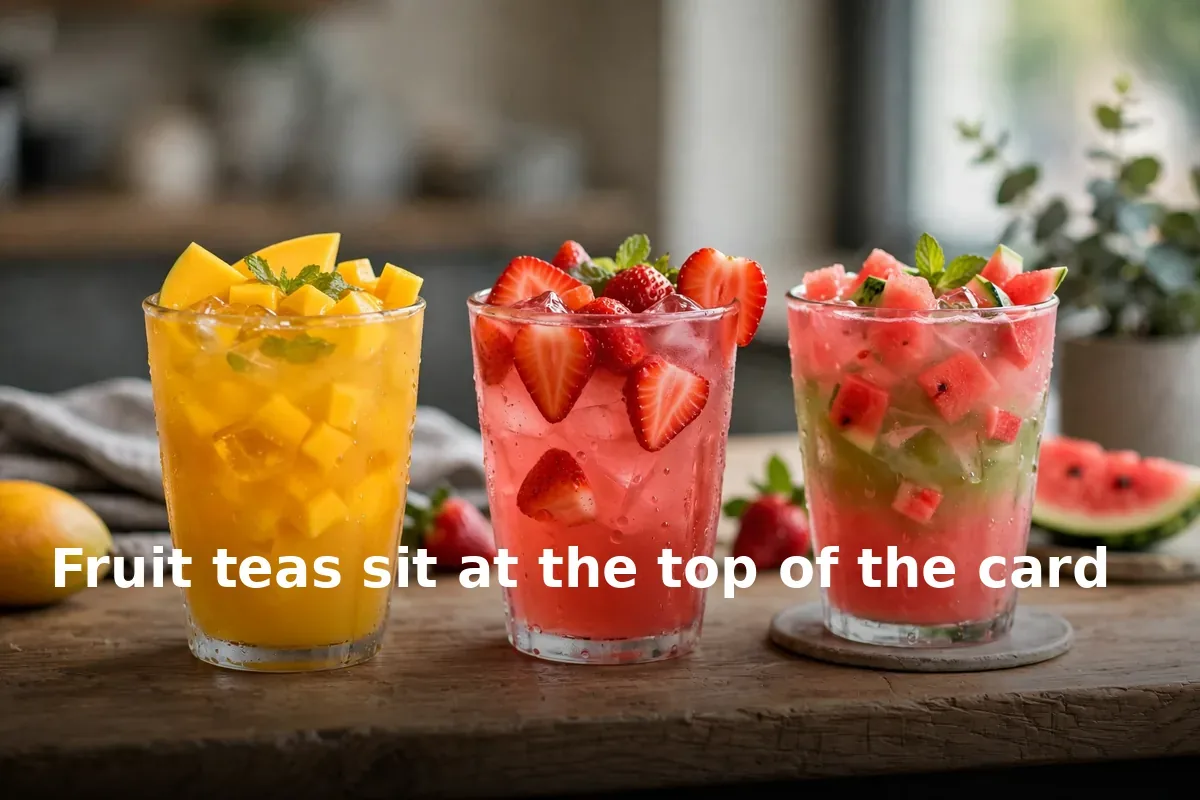 Fruit teas sit at the top of the card