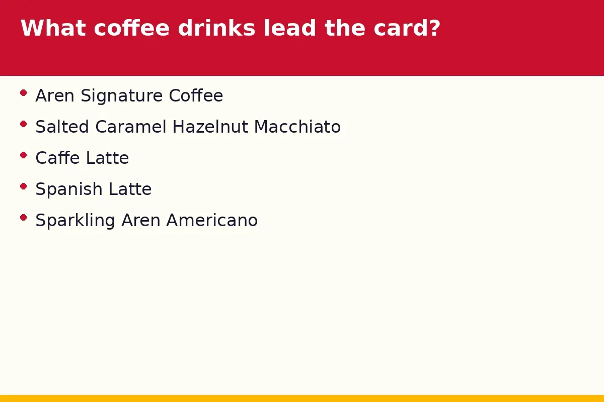 What coffee drinks lead the card?