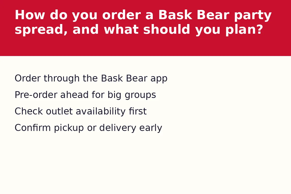 How do you order a Bask Bear party spread, and what should you plan?