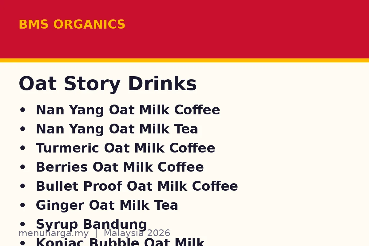 BMS Organics Oat Story drinks card
