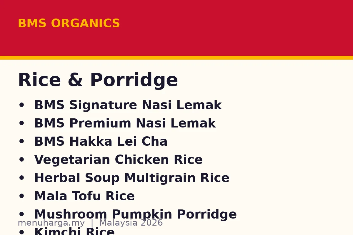 BMS Organics rice and porridge card