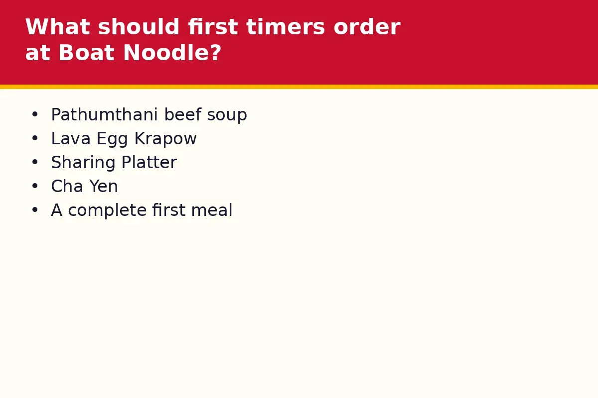 What should first timers order at Boat Noodle?