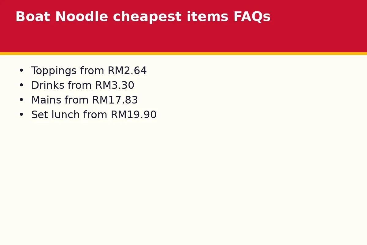 Boat Noodle cheapest items FAQs