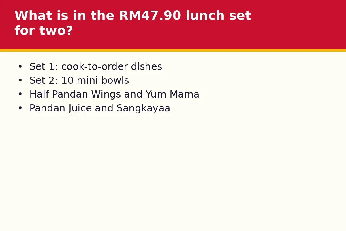 What is in the RM47.90 lunch set for two?