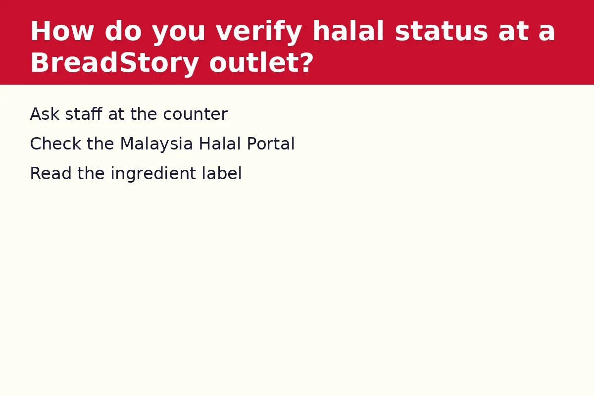 How do you verify halal status at a BreadStory outlet?