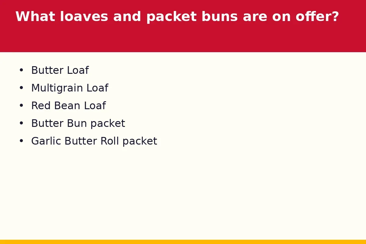 What loaves and packet buns are on offer?