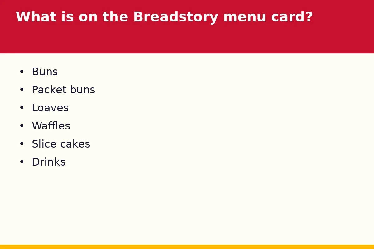 What is on the Breadstory menu card?