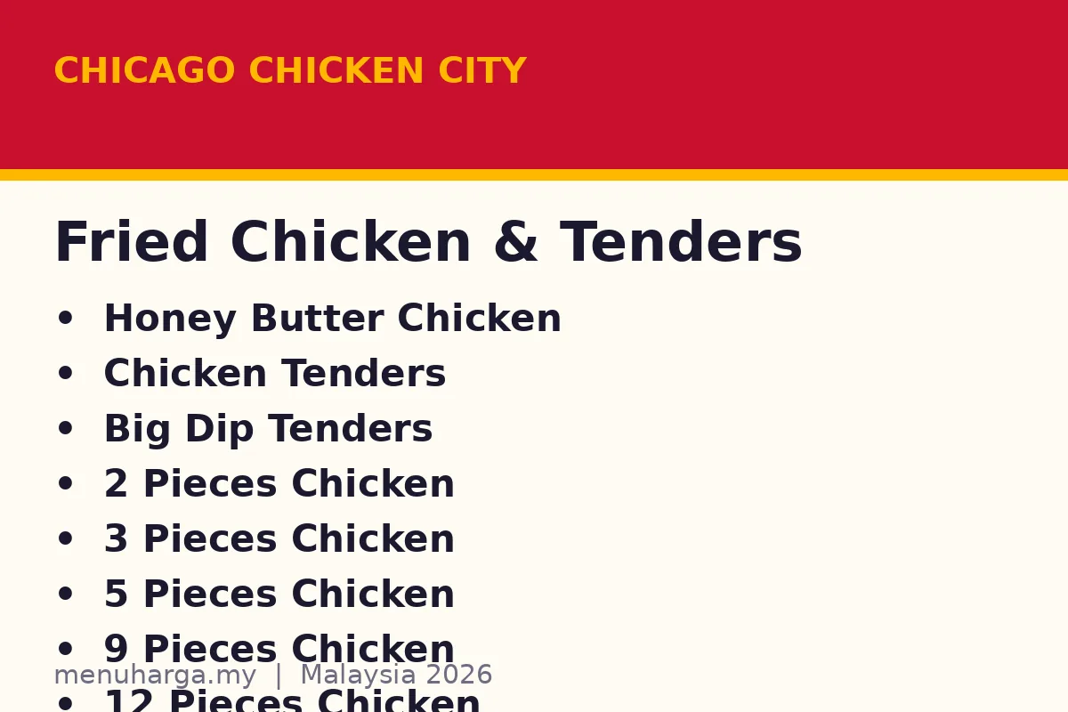 What fried chicken is on the Chicago Chicken City menu?