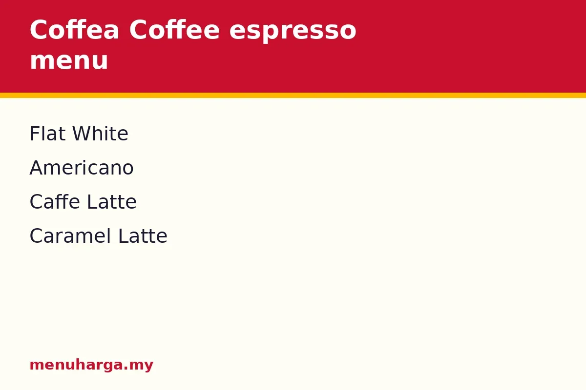 What is on the Coffea Coffee espresso menu?