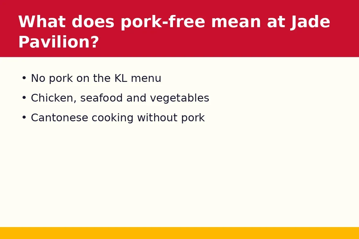 What does pork-free mean at Jade Pavilion?