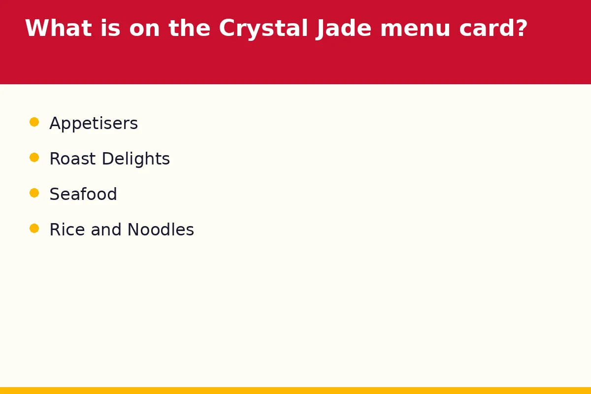What is on the Crystal Jade menu card?