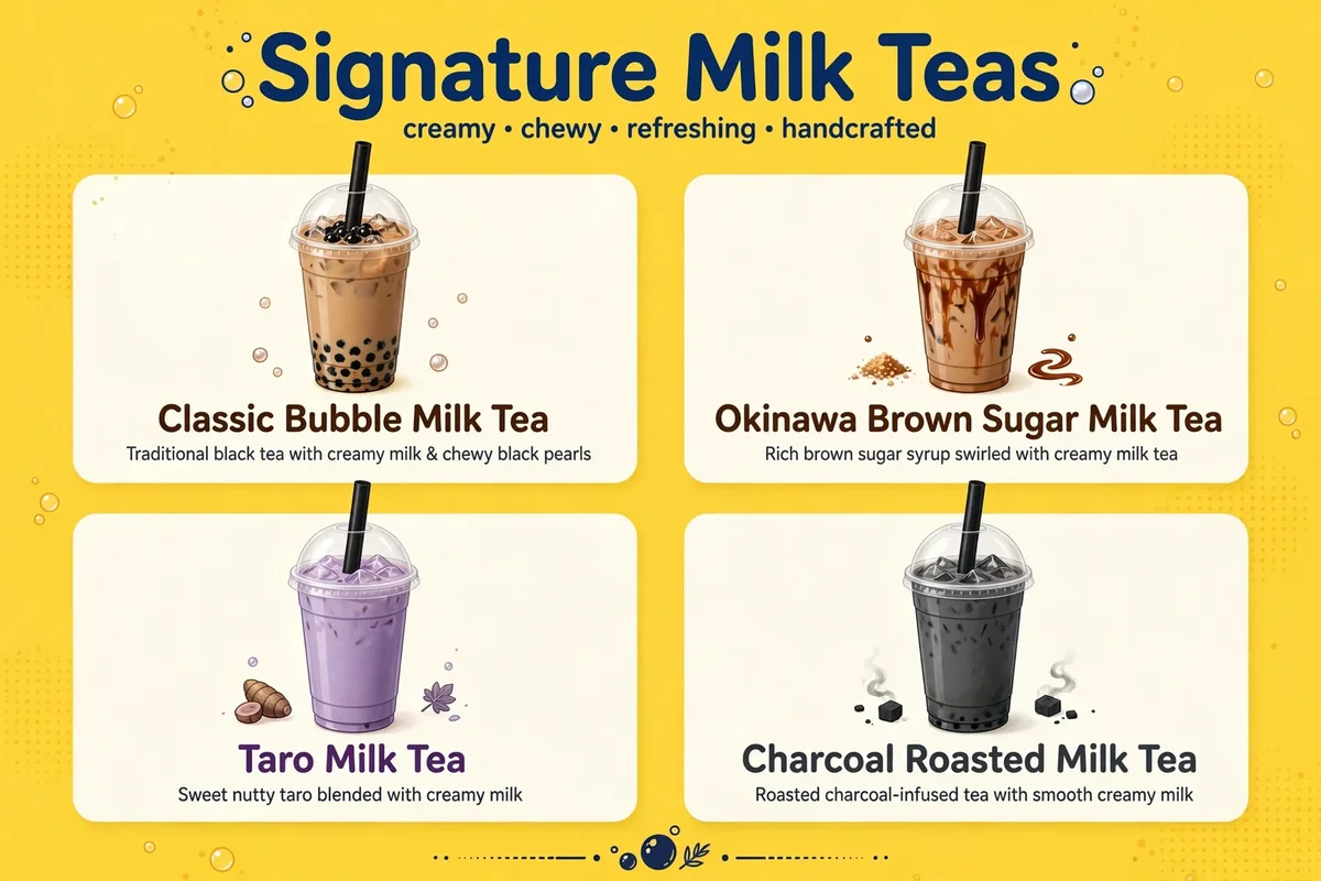 What milk teas are on the Dakasi menu?