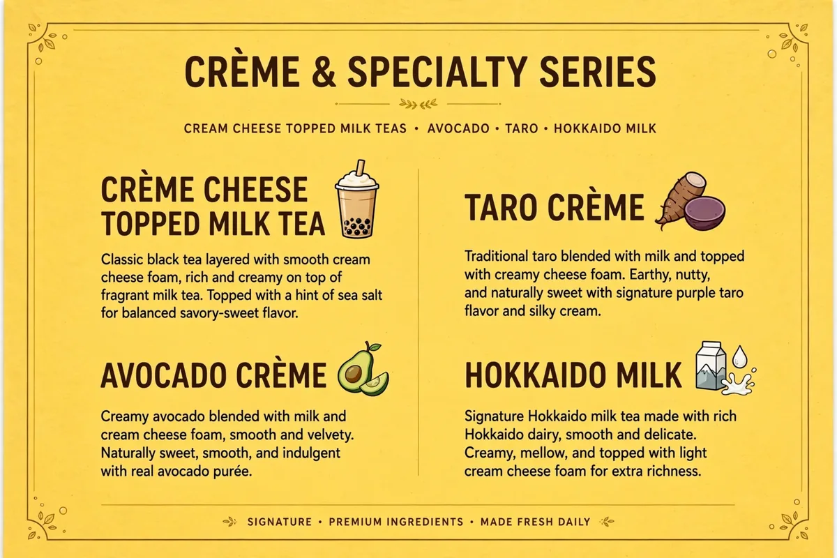 Dakasi Creme series menu card