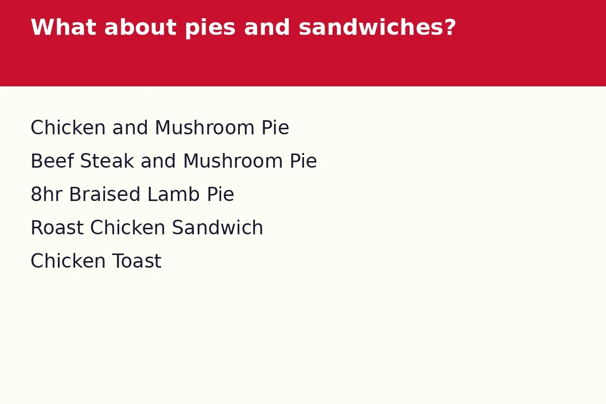 What about pies and sandwiches?