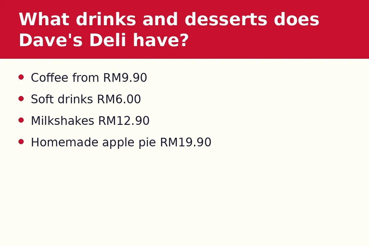 What drinks and desserts does Dave's Deli have?