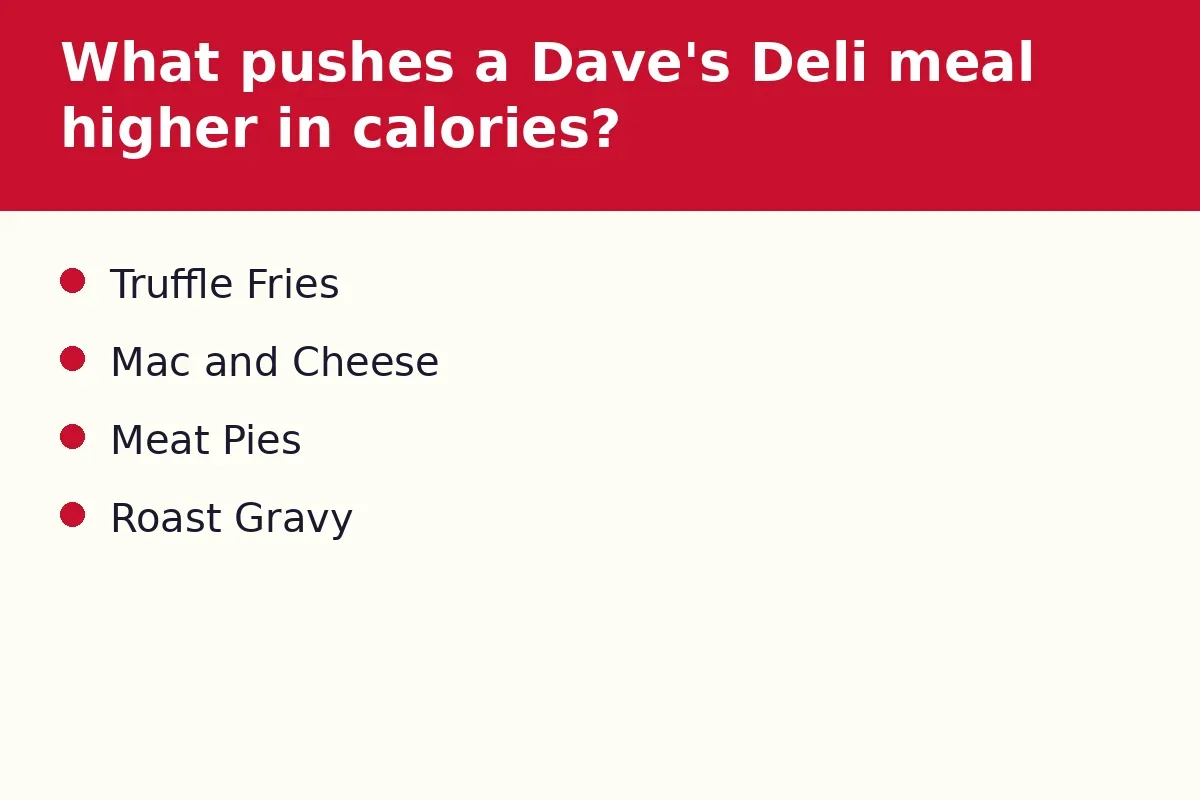 What pushes a Dave's Deli meal higher in calories?