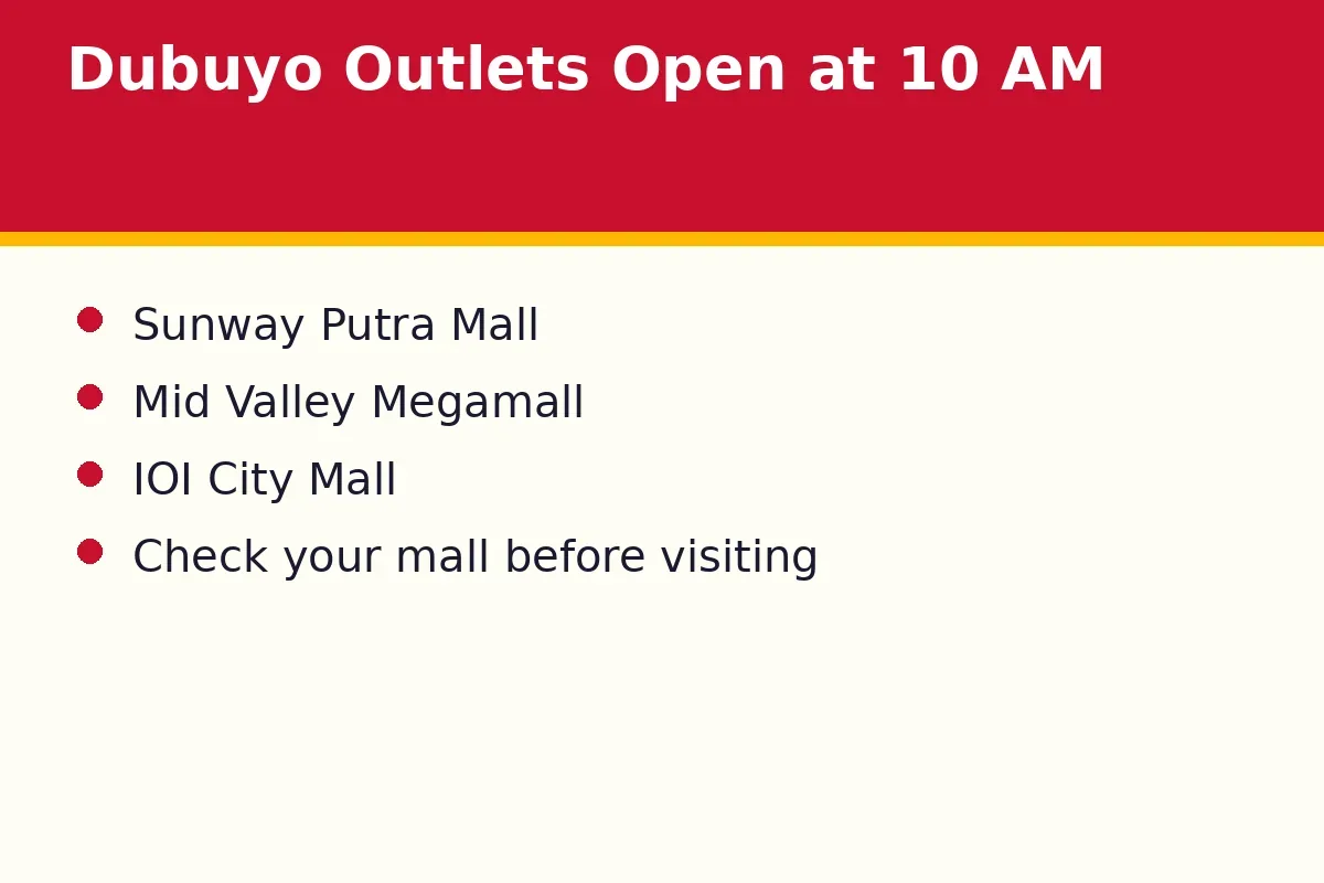 Dubuyo outlets open at 10 AM