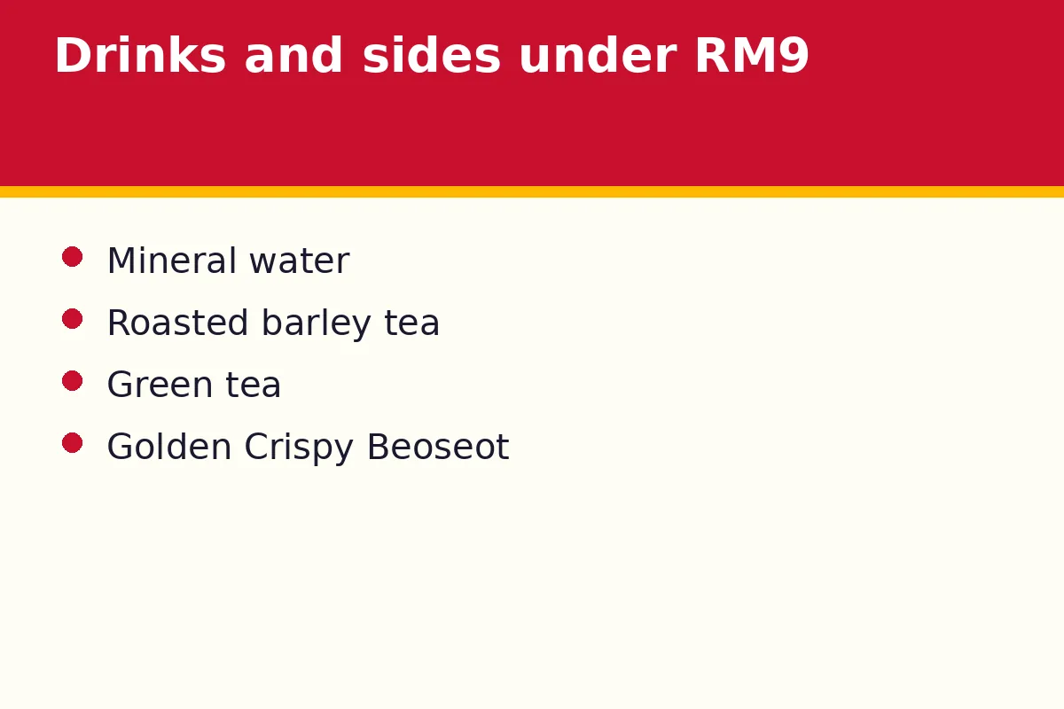 Drinks and sides under RM9