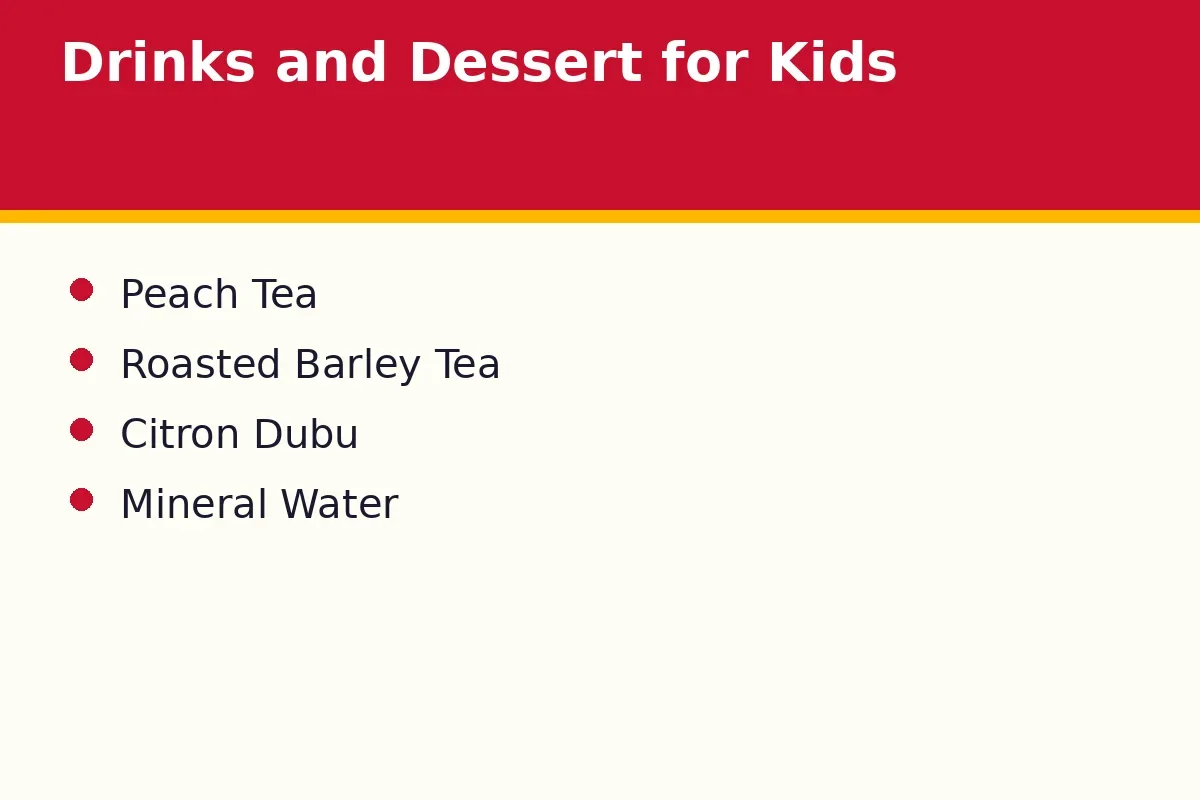What drinks and desserts suit kids at Dubuyo?