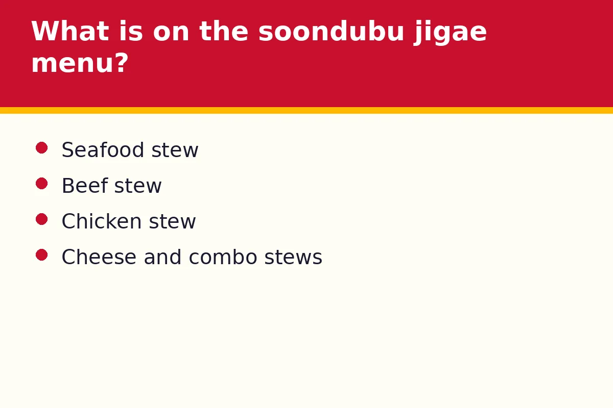 What is on the Dubuyo soondubu jigae menu?