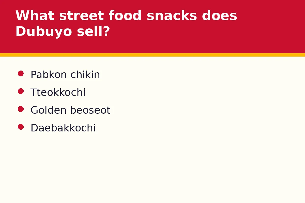 What street food snacks does Dubuyo sell?