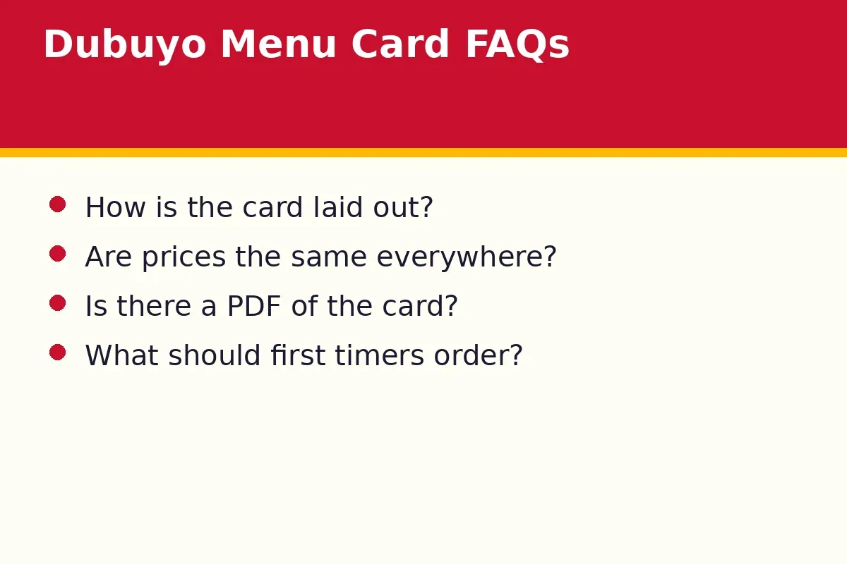 Dubuyo menu card FAQs