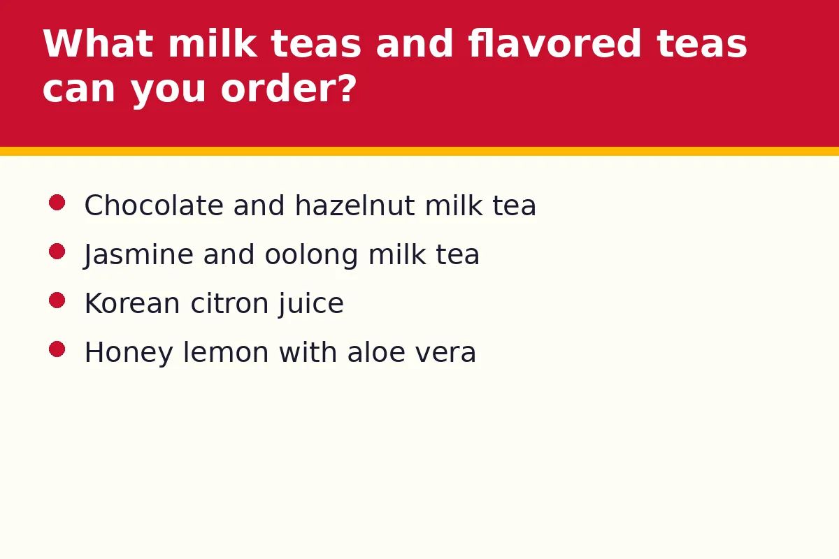 What milk teas and flavored teas can you order at Each-A-Cup?
