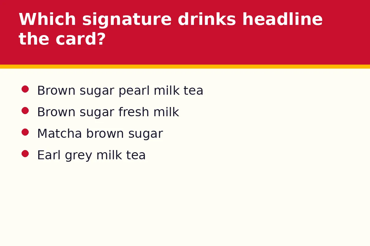 Which signature drinks headline the Each-A-Cup menu card?