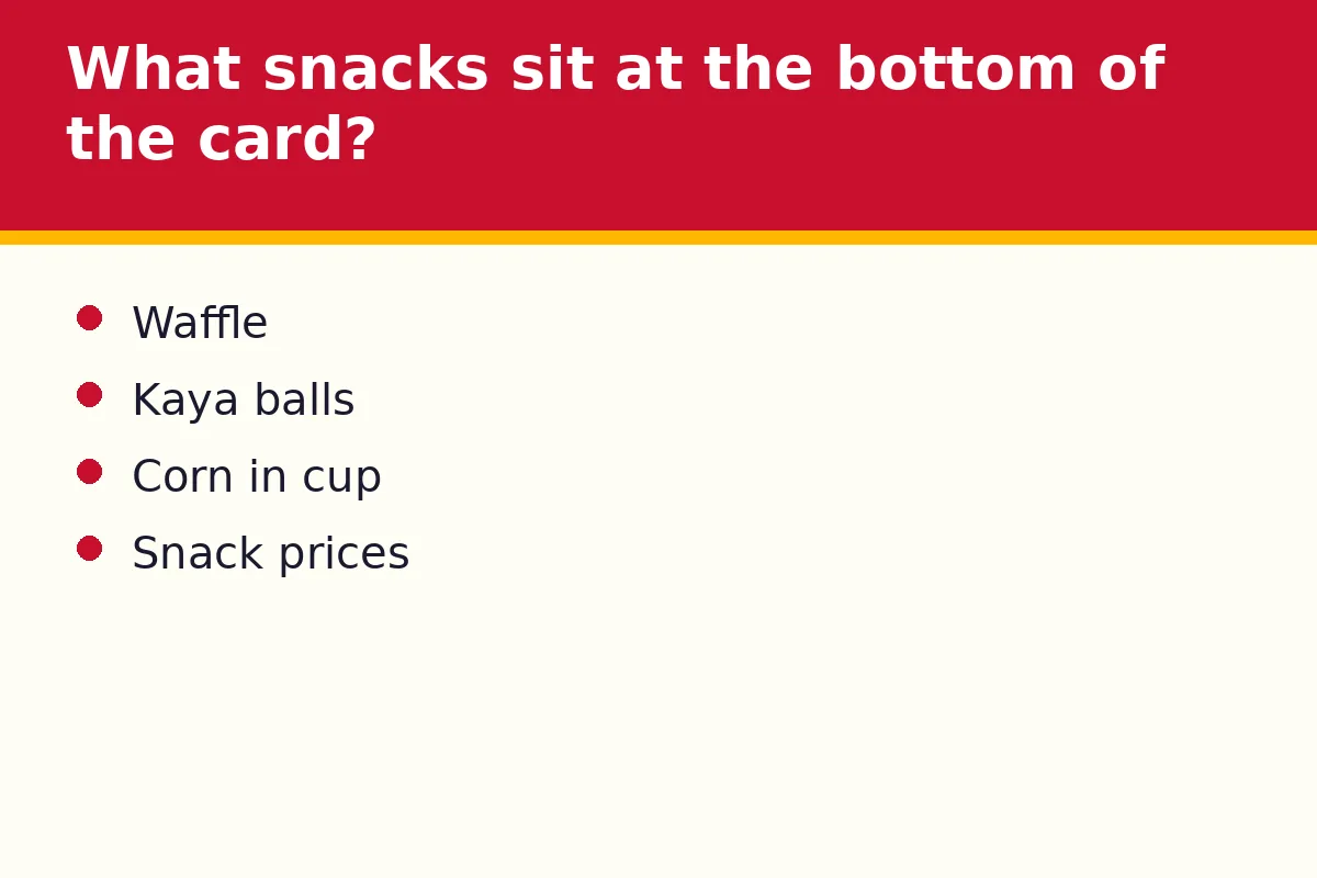 What snacks sit at the bottom of the Each-A-Cup menu card?