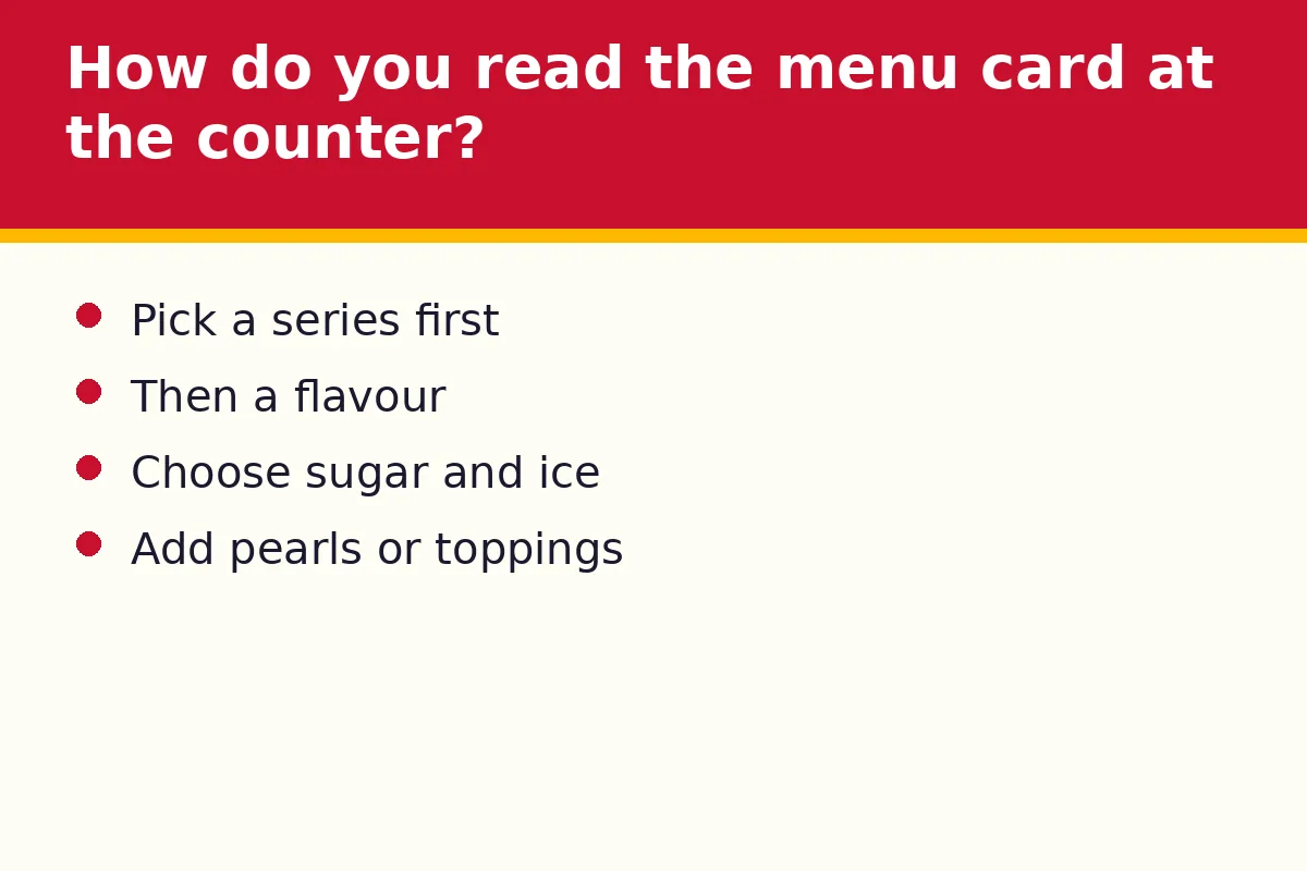 How do you read the menu card at the counter?