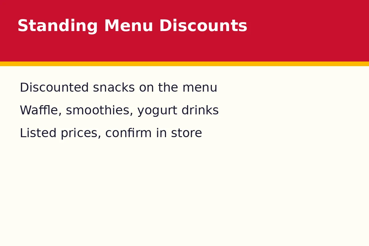 What standing discounts does the menu list?