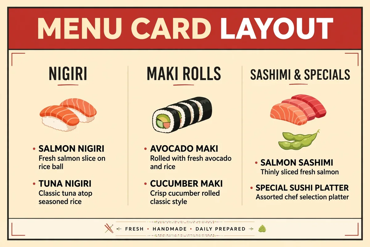 What does the Empire Sushi menu card look like?