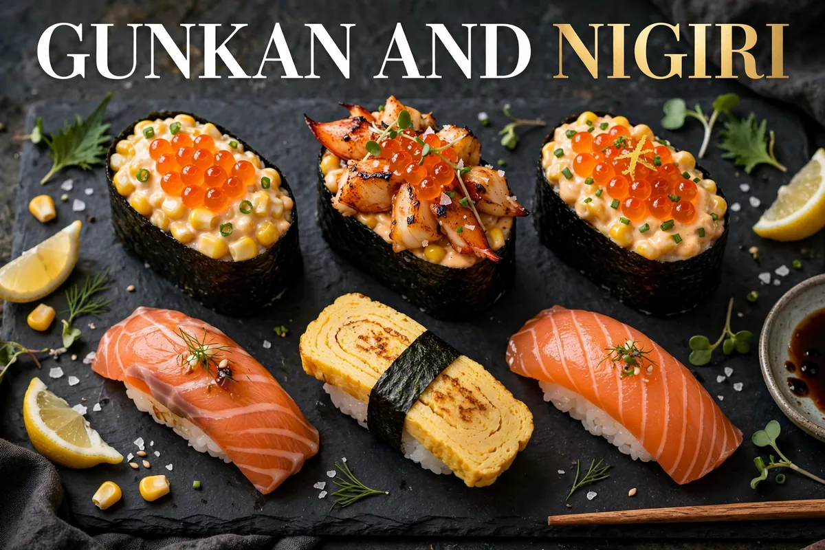 Empire Sushi menu: gunkan and nigiri available