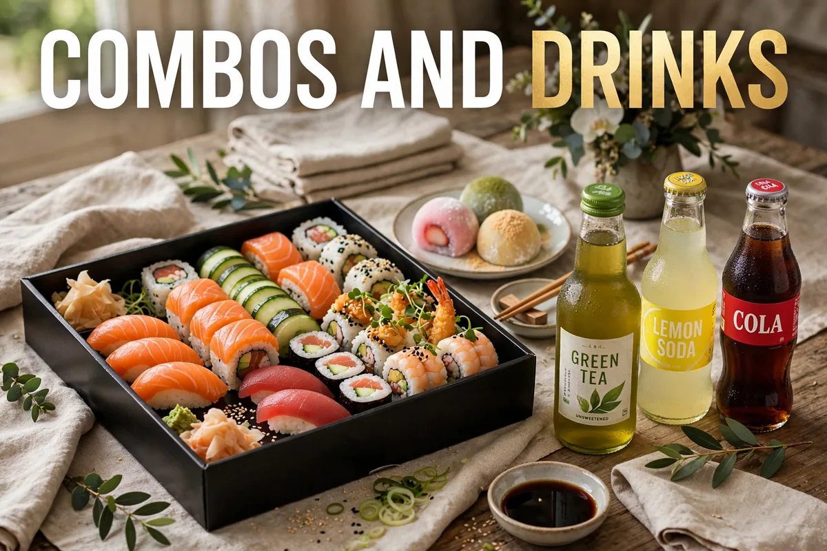 What combos, desserts and drinks are on the Empire Sushi menu card?