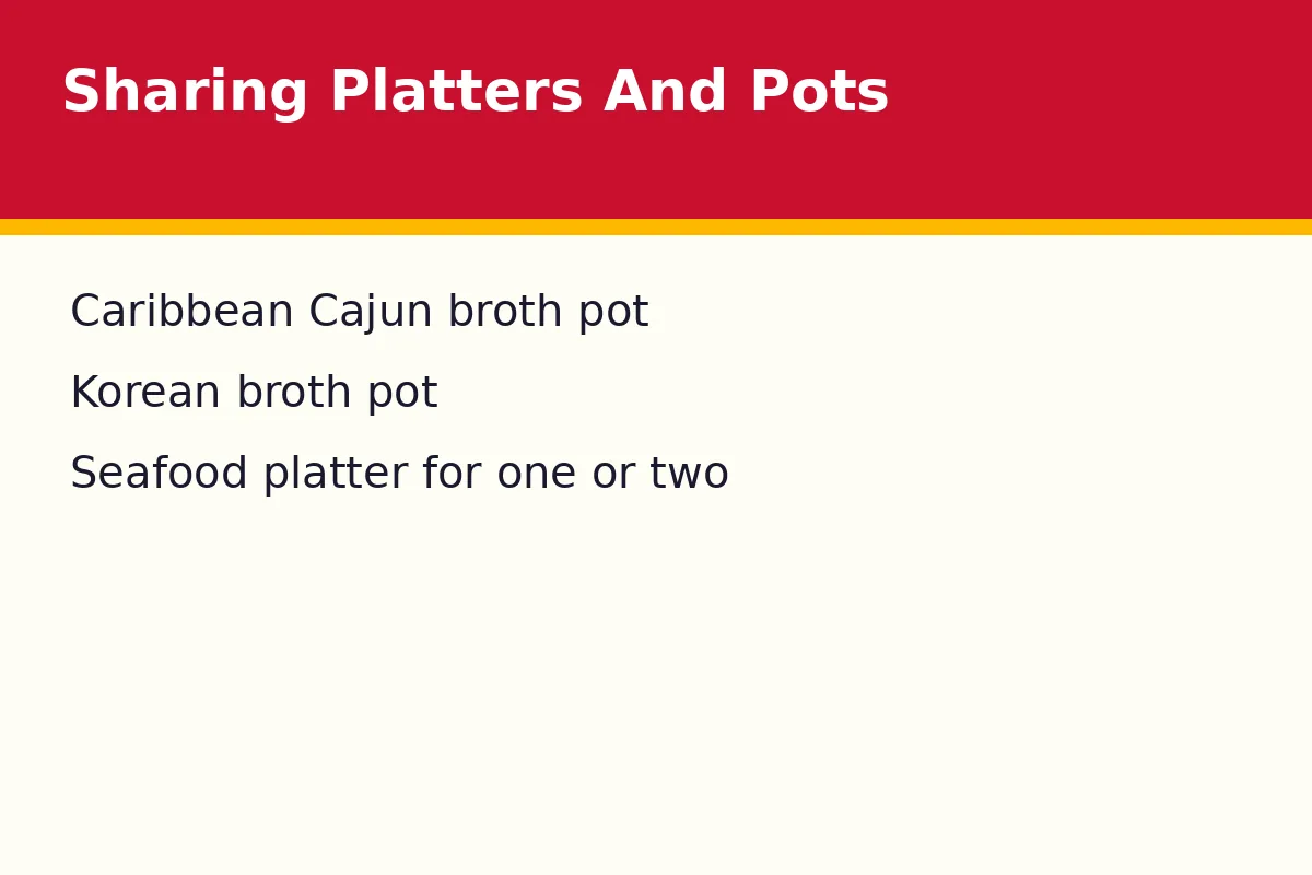 What sharing platters and broth pots does Fish & Co serve?