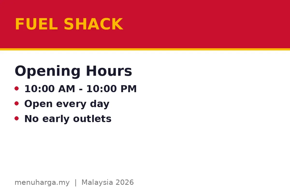 What time do Fuel Shack outlets open?
