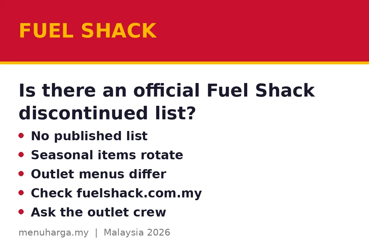 Is there an official Fuel Shack discontinued list?