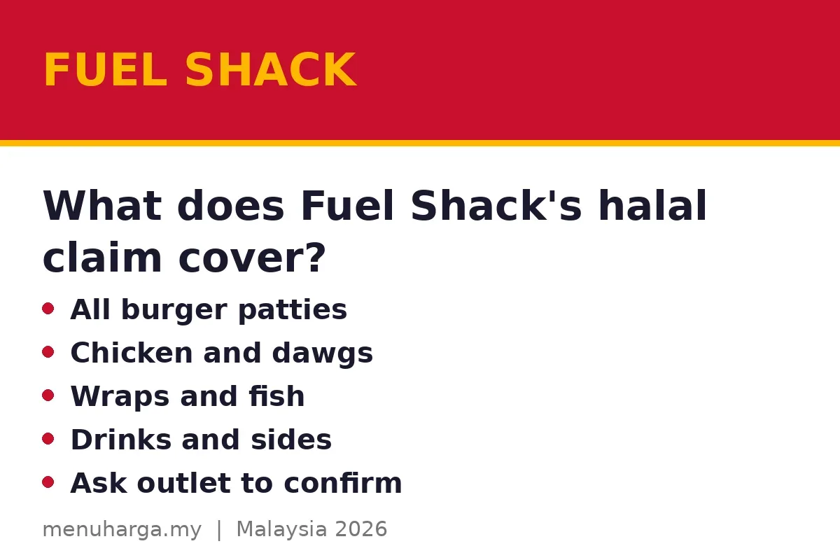 What does Fuel Shack's halal claim cover?