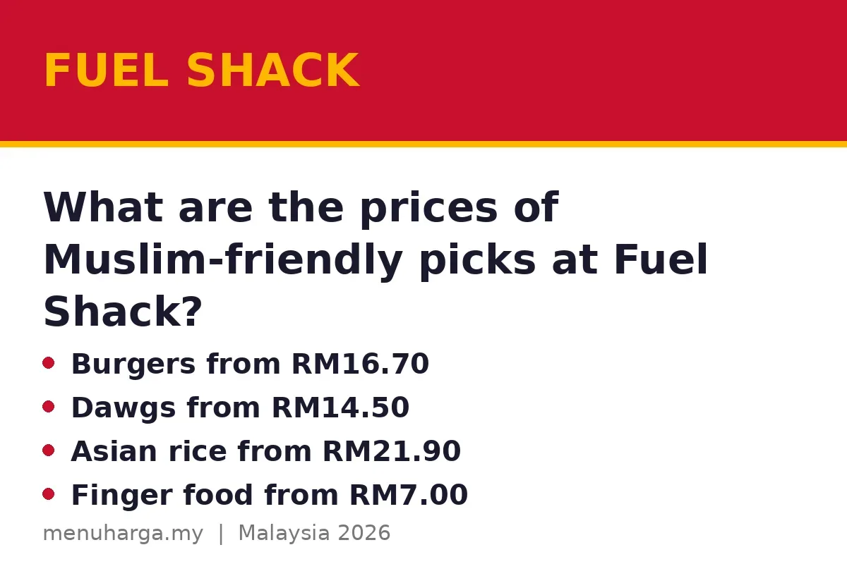What are the prices of Muslim-friendly picks at Fuel Shack?