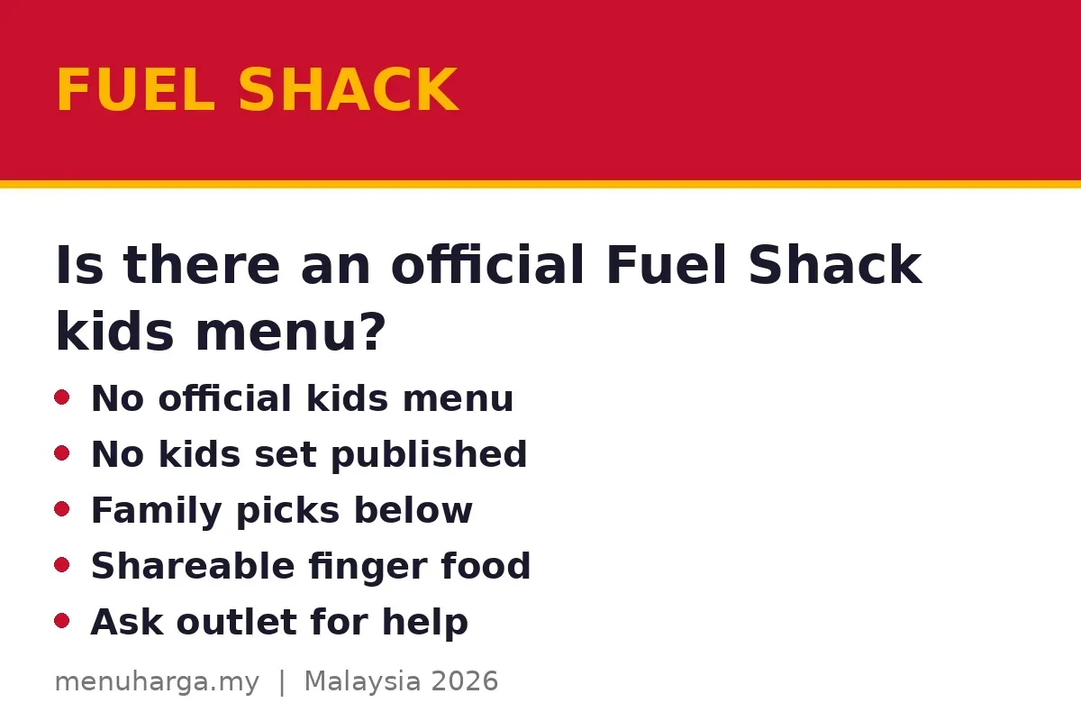 Is there an official Fuel Shack kids menu?