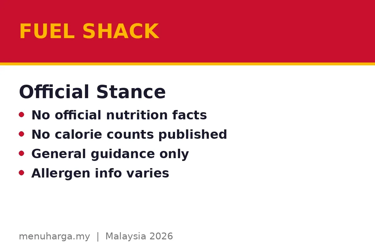 Does Fuel Shack publish nutrition information?
