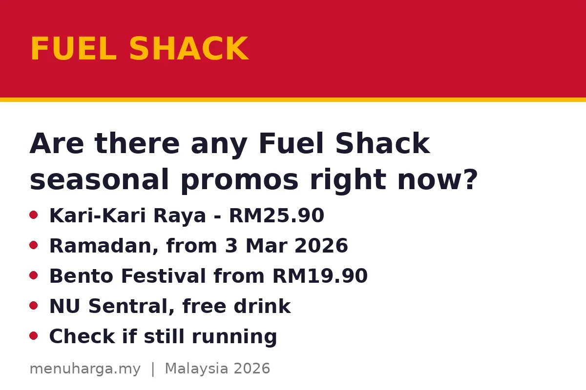 Are there any Fuel Shack seasonal promos right now?