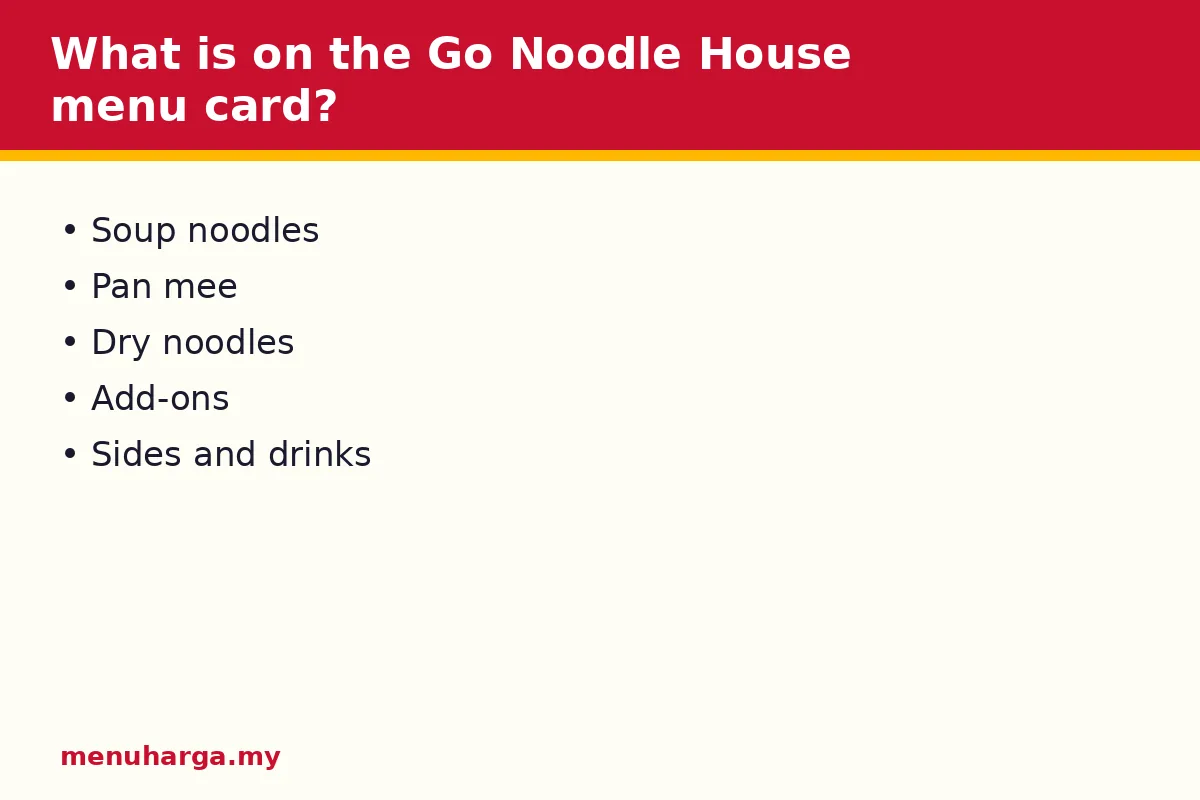 What is on the Go Noodle House menu card?
