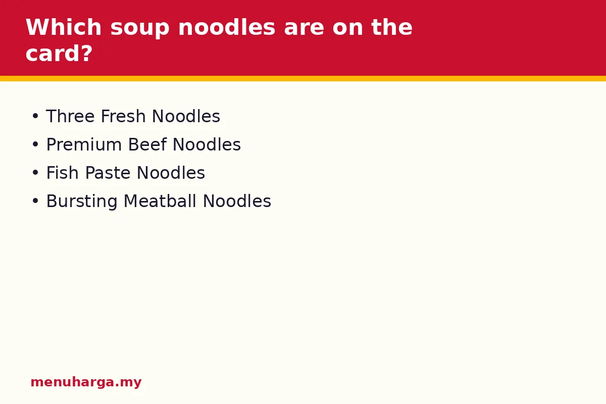 Which soup noodles are on the card?