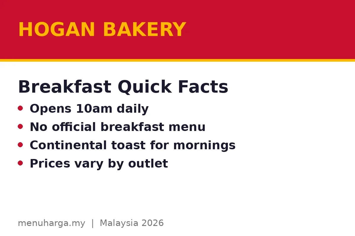 Hogan Bakery breakfast menu FAQs