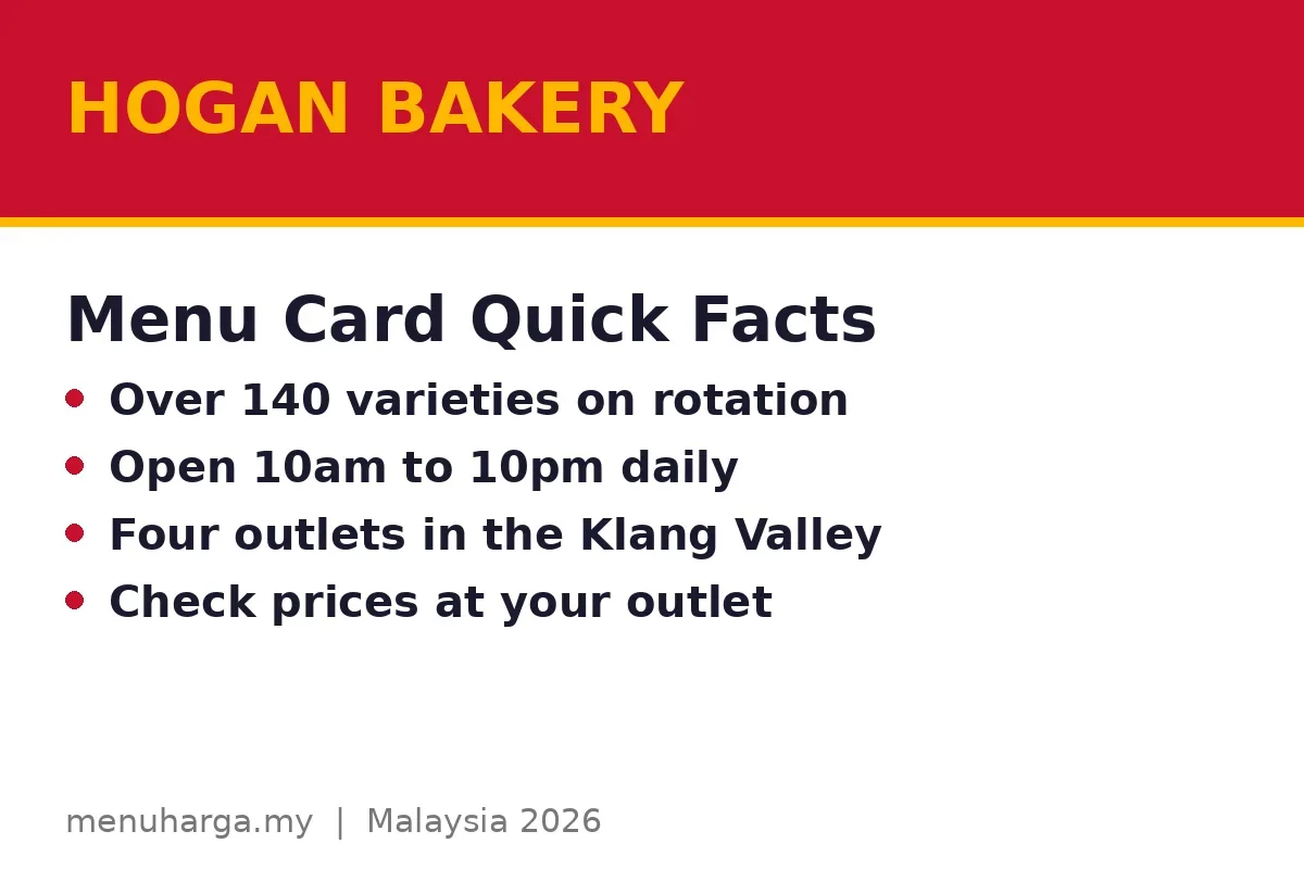Hogan Bakery menu card FAQs