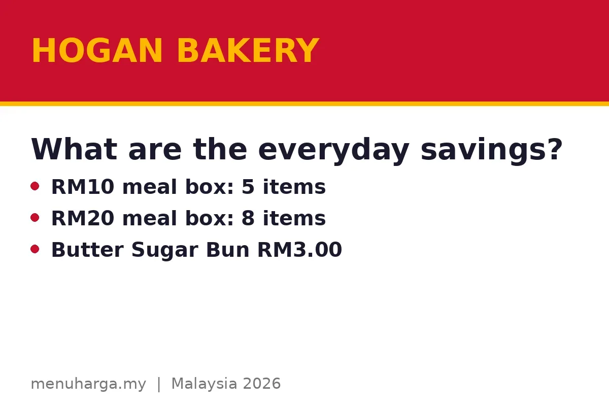 What are the everyday savings at Hogan Bakery?