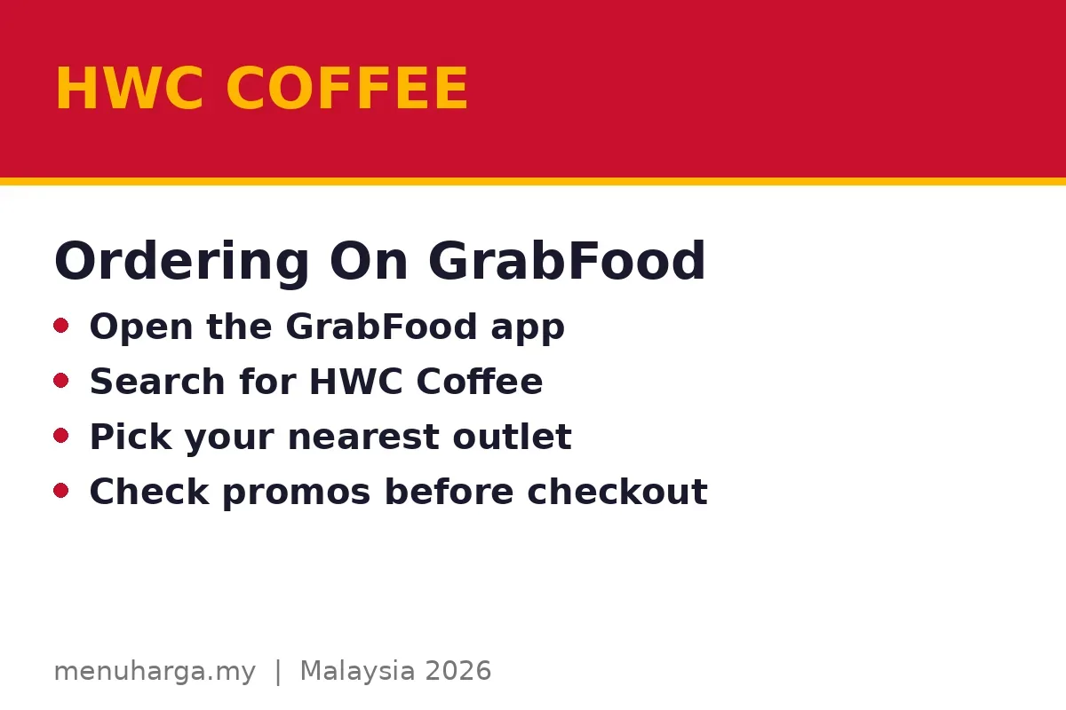 How do you order HWC Coffee on GrabFood?